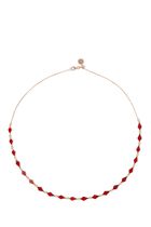 Mosaic Necklace, 18k Pink Gold with Morocco Black & Red Enamel and Diamonds